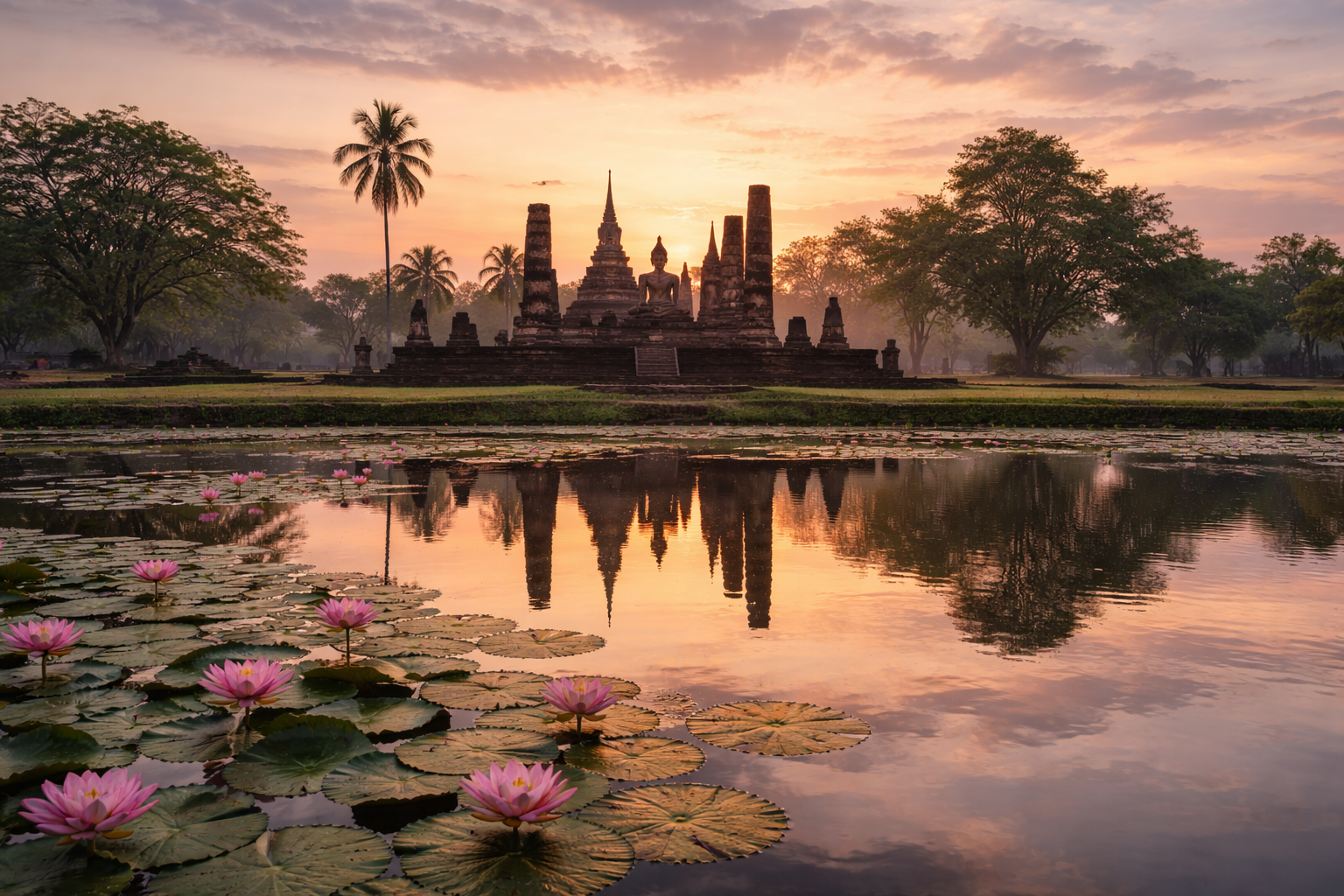 Sukhothai ruins sunrise
